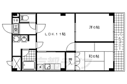 パインベルテ御陵 2LDKの間取図画像
