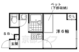 レオパレス嵯峨野 1Kの間取図画像