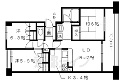 パインフィールド洛西 3LDKの間取図画像