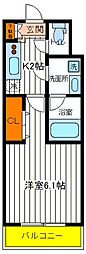 JR中央線 日野駅 徒歩5分の賃貸マンション 1階1Kの間取り