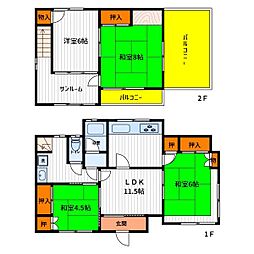 JR中央線 立川駅 徒歩18分の賃貸一戸建て 2階4LDKの間取り