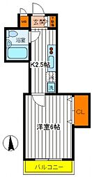 JR中央線 立川駅 徒歩13分の賃貸マンション 5階1Kの間取り