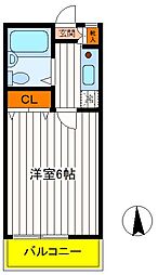 JR中央線 立川駅 徒歩18分の賃貸アパート 2階1Kの間取り
