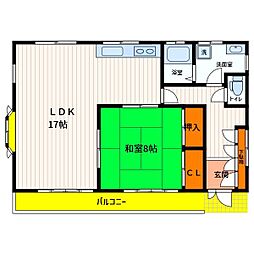 JR五日市線 秋川駅 徒歩7分の賃貸アパート 2階1LDKの間取り