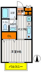 JR青梅線 西立川駅 徒歩6分の賃貸アパート 1階1Kの間取り