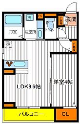 JR中央線 立川駅 徒歩13分の賃貸アパート 2階1LDKの間取り