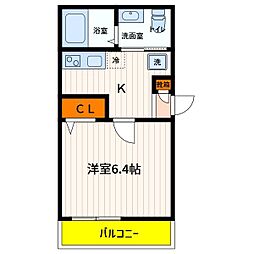 JR青梅線 西立川駅 徒歩7分の賃貸アパート 1階1Kの間取り