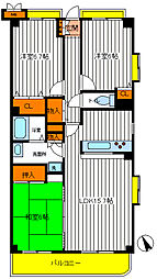 JR青梅線 昭島駅 徒歩12分の賃貸マンション 1階3LDKの間取り