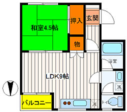 JR中央線 立川駅 徒歩15分の賃貸マンション 3階1LDKの間取り