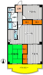 JR中央線 立川駅 徒歩15分の賃貸マンション 1階3LDKの間取り
