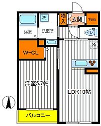 多摩都市モノレール 桜街道駅 徒歩3分の賃貸マンション 3階1LDKの間取り
