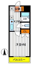 JR中央線 立川駅 徒歩7分の賃貸マンション 3階1Kの間取り