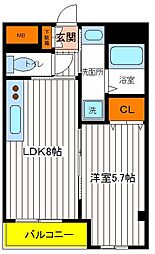 多摩都市モノレール 玉川上水駅 徒歩2分の賃貸マンション 3階1LDKの間取り