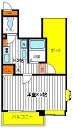 プレステージ立川 1Kの間取図画像