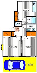 羽衣マンション 2DKの間取図画像