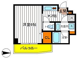 グランド・ガーラ立川 1Kの間取図画像