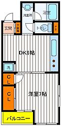 サンライズ・オーハイム 1DKの間取図画像