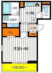 シャトードゥボヌール 1Kの間取図画像