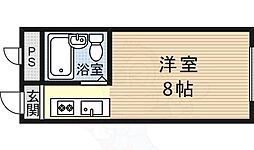 京都地下鉄東西線 東野駅 徒歩10分の賃貸アパート 2階ワンルームの間取り
