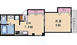 京都地下鉄東西線 石田駅 徒歩7分の賃貸マンション 3階1DKの間取り
