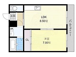 JR湖西線 比叡山坂本駅 徒歩10分の賃貸マンション 3階1LDKの間取り
