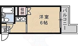 京都地下鉄東西線 御陵駅 徒歩5分の賃貸マンション 3階1Kの間取り