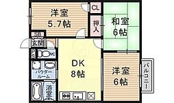京阪石山坂本線 南滋賀駅 徒歩5分の賃貸アパート 2階3LDKの間取り