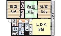 JR東海道・山陽本線 瀬田駅 徒歩13分の賃貸マンション 4階3LDKの間取り
