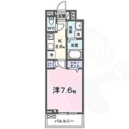 ハーモニーハウス 3階1Kの間取り