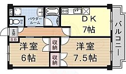 JR東海道・山陽本線 瀬田駅 バス10分 庄山東自治会館前下車 徒歩6分の賃貸マンション 2階2DKの間取り