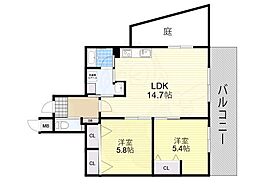 京都地下鉄東西線 椥辻駅 徒歩5分の賃貸マンション 1階2LDKの間取り