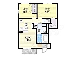 JR湖西線 比叡山坂本駅 徒歩7分の賃貸アパート 1階2LDKの間取り