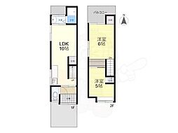 京都地下鉄東西線 椥辻駅 徒歩14分の賃貸一戸建て 1階2LDKの間取り