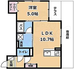 JR東海道・山陽本線 瀬田駅 徒歩20分の賃貸アパート 1階1LDKの間取り