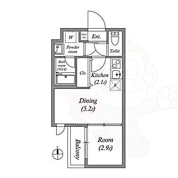 京都地下鉄東西線 山科駅 徒歩10分の賃貸マンション 3階1DKの間取り