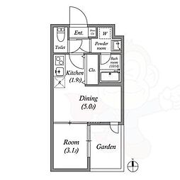 京都地下鉄東西線 山科駅 徒歩10分の賃貸マンション 1階1DKの間取り