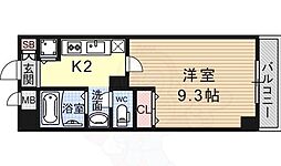 京都地下鉄東西線 小野駅 徒歩3分の賃貸マンション 2階1Kの間取り