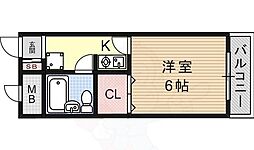 京都地下鉄東西線 山科駅 徒歩2分の賃貸マンション 2階1Kの間取り