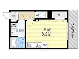 京都地下鉄東西線 椥辻駅 徒歩5分の賃貸マンション 3階ワンルームの間取り