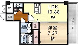 京都地下鉄東西線 椥辻駅 徒歩7分の賃貸マンション 2階1LDKの間取り