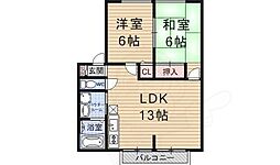 京阪石山坂本線 南滋賀駅 徒歩5分の賃貸アパート 2階2LDKの間取り