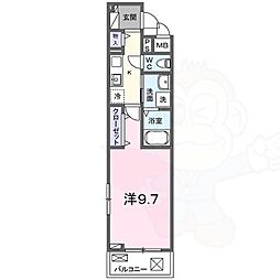 アビィ ロード 1Kの間取図画像