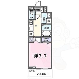 アビィ ロード 1Kの間取図画像