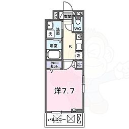 アビィ ロード 1Kの間取図画像
