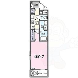 アビィ ロード 1Kの間取図画像