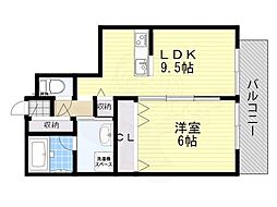 京阪京津線 四宮駅 徒歩2分の賃貸アパート 2階1LDKの間取り