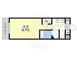 JR東海道・山陽本線 山科駅 徒歩10分の賃貸マンション 2階1Kの間取り