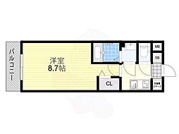 JR東海道・山陽本線 山科駅 徒歩10分の賃貸マンション 2階1Kの間取り