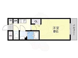 JR東海道・山陽本線 山科駅 徒歩10分の賃貸マンション 3階1Kの間取り