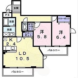 JR東海道・山陽本線 瀬田駅 徒歩5分の賃貸マンション 2階2LDKの間取り